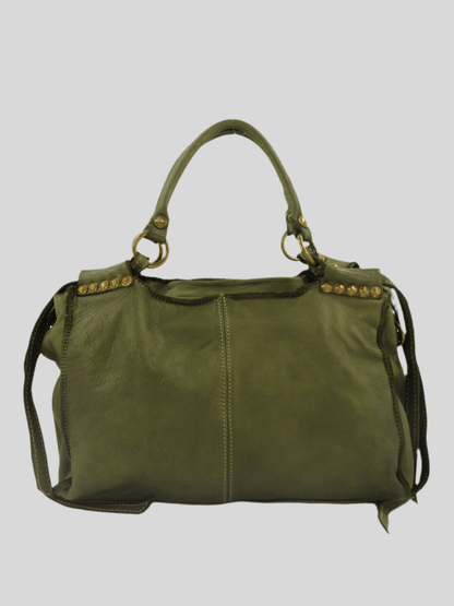 Bauletto in pelle decorato con laccetti e borchie - Mahzel