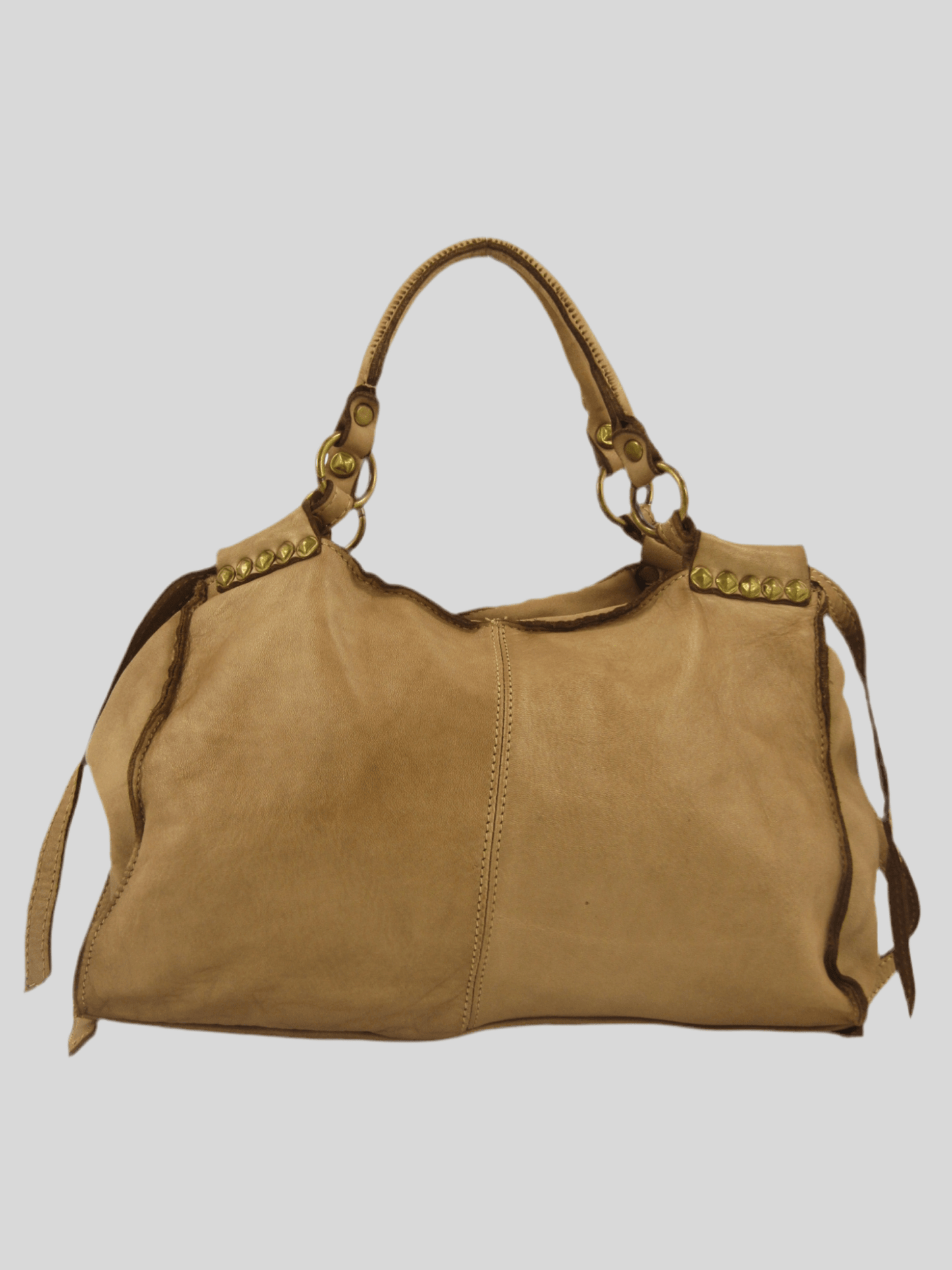 Bauletto in pelle decorato con laccetti e borchie - Mahzel