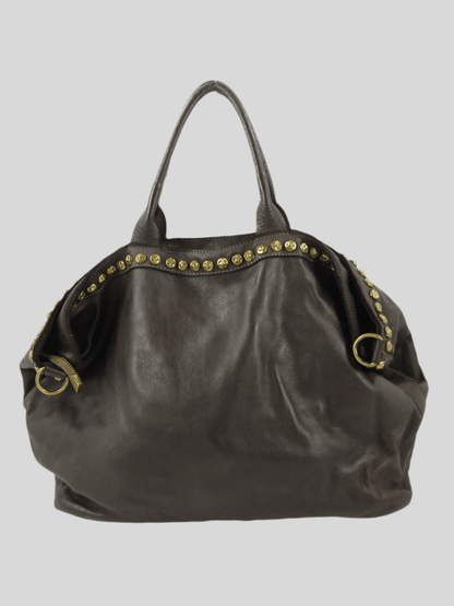 Bauletto grande in pelle morbida Penelope decorato con borchie - Mahzel
