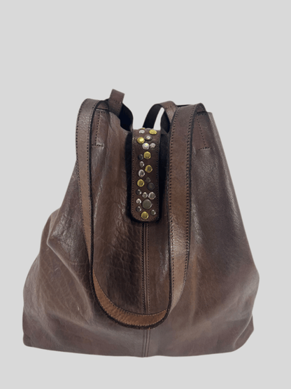 Borsa shopper in pelle morbida tinta in capo effetto vintage - Mahzel