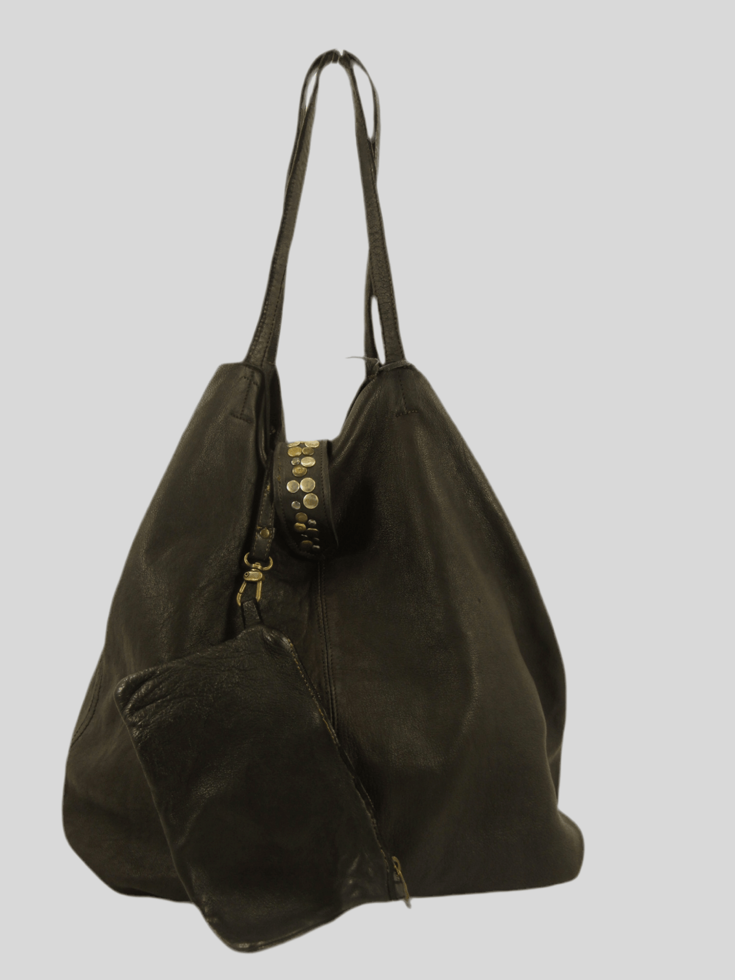 Borsa shopper in pelle morbida tinta in capo effetto vintage - Mahzel