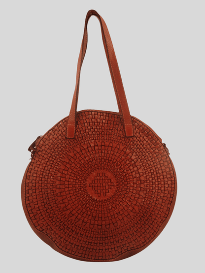 Borsa rotonda in pelle morbida con disegno intrecciato Nausica - Mahzel