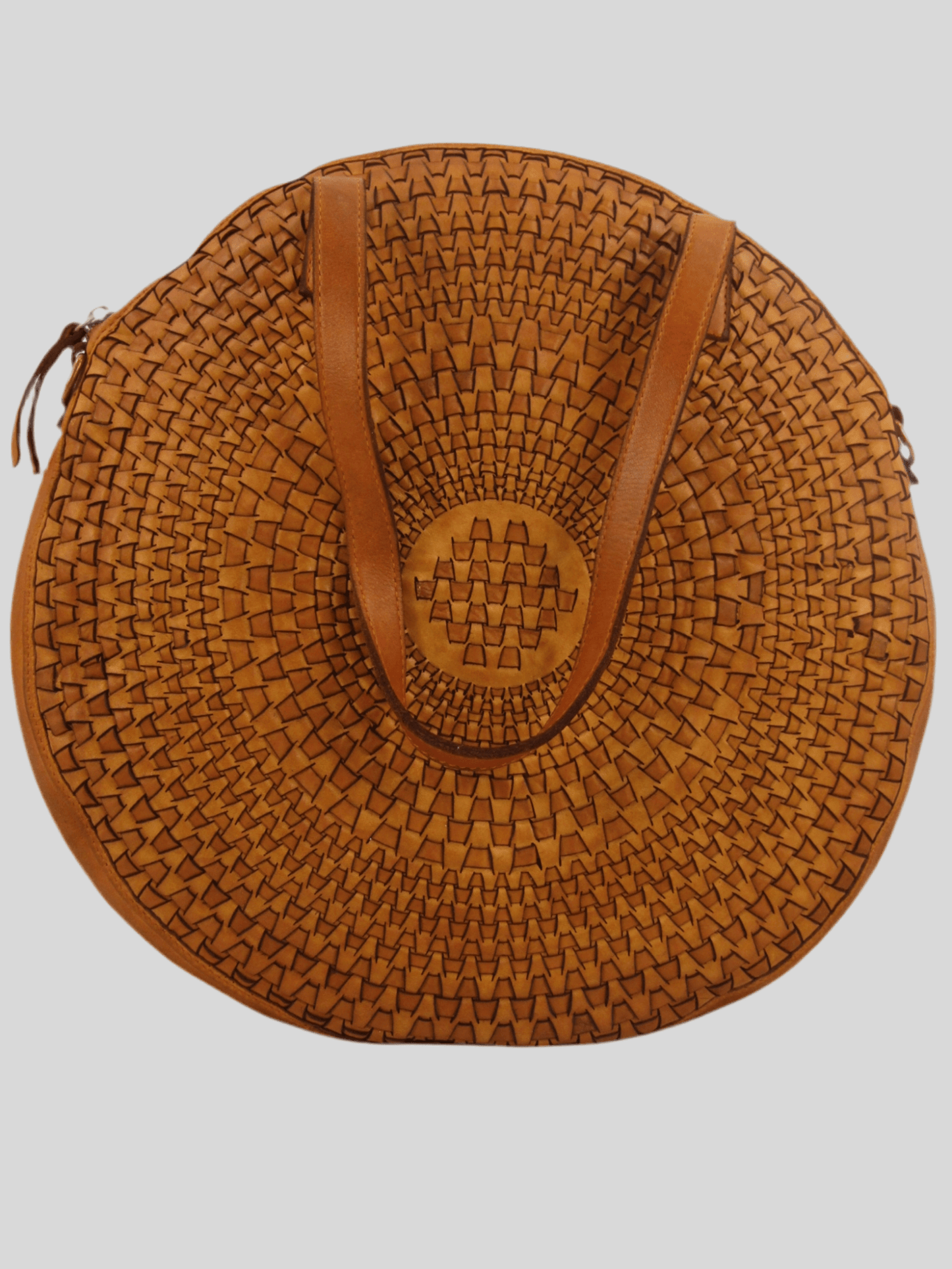 Borsa rotonda in pelle morbida con disegno intrecciato Nausica - Mahzel