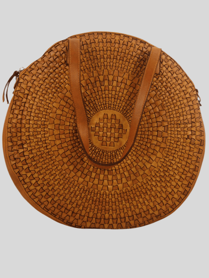 Borsa rotonda in pelle morbida con disegno intrecciato Nausica - Mahzel