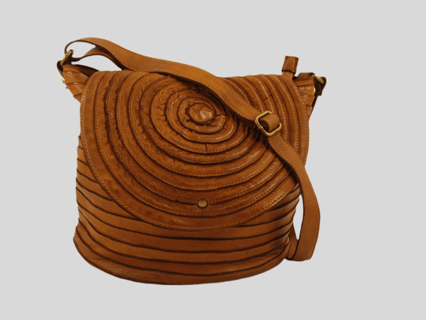 Borsa a spalla e tracolla stringata fatta a mano in pelle morbida - Mahzel