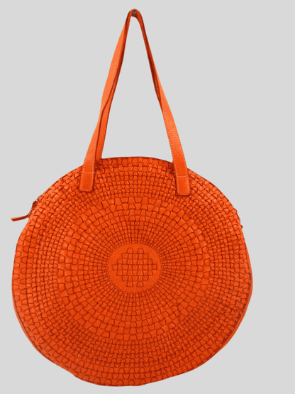Borsa rotonda in pelle morbida con disegno intrecciato Nausica - Mahzel