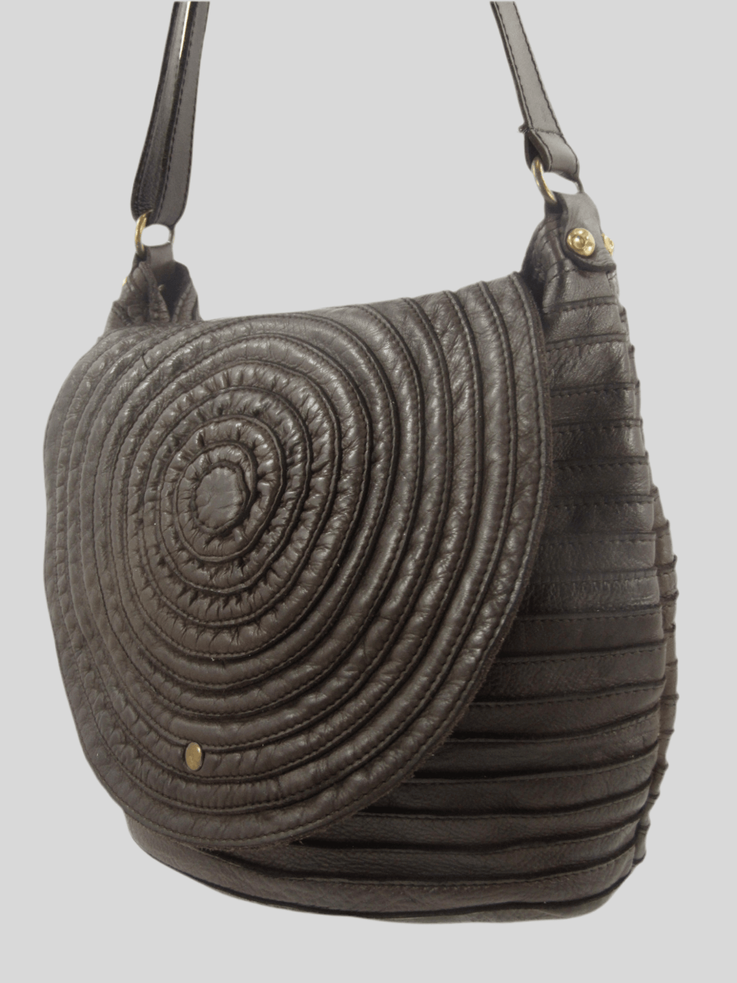 Borsa a spalla e tracolla stringata fatta a mano in pelle morbida - Mahzel