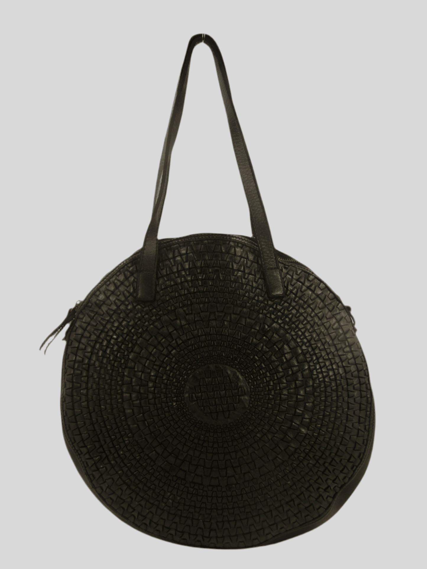 Borsa rotonda in pelle morbida con disegno intrecciato Nausica - Mahzel
