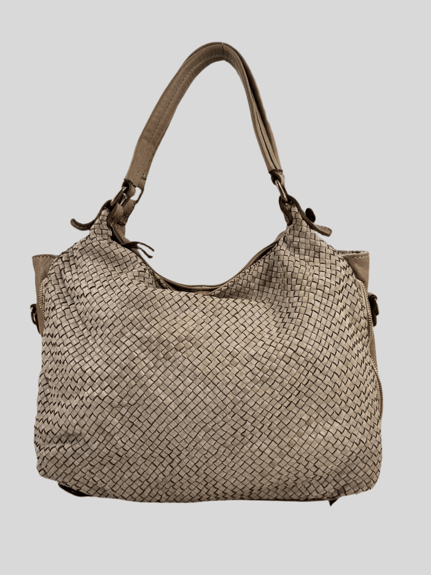 Borsa MH in pelle morbida con frontale intrecciato- Mahzel