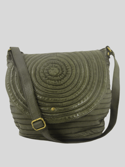 Borsa a spalla e tracolla stringata fatta a mano in pelle morbida - Mahzel