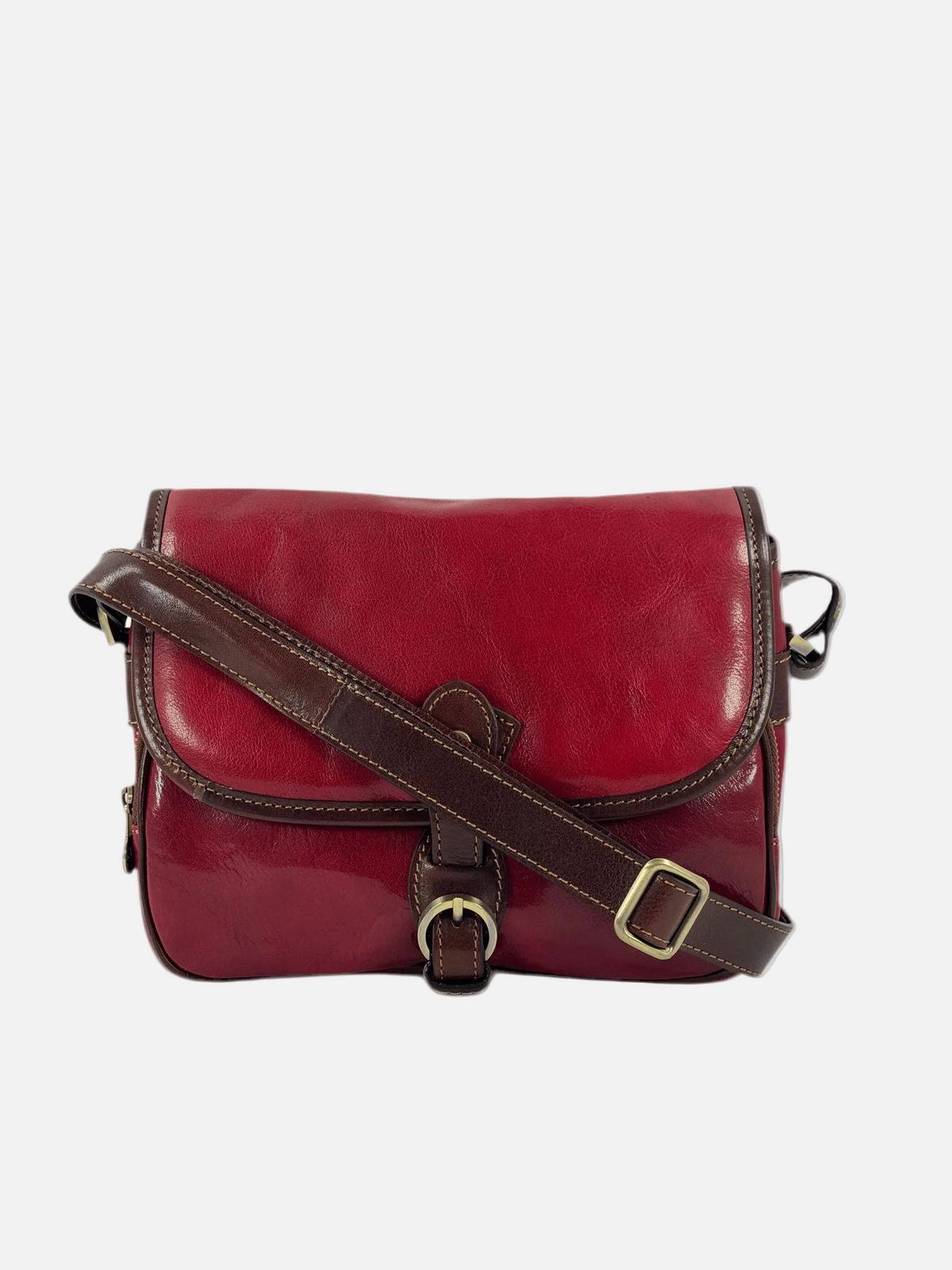 borsa cuoio al vegetale mahzel made in taly postina rossa