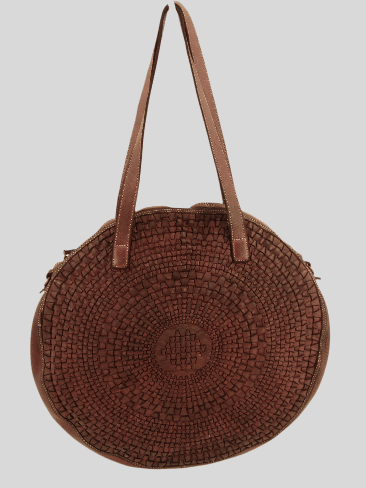 Borsa rotonda in pelle morbida con disegno intrecciato Nausica - Mahzel