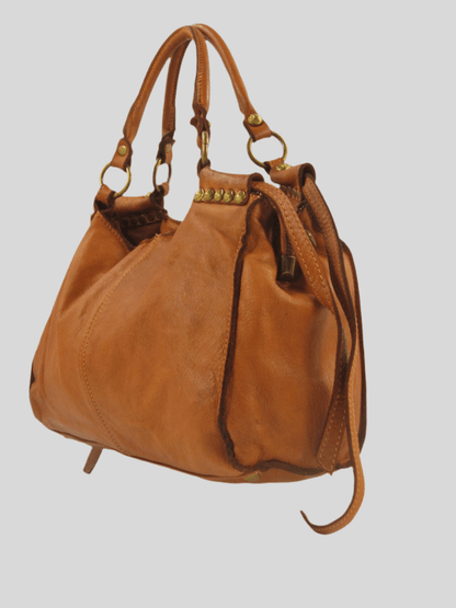 Bauletto in pelle decorato con laccetti e borchie - Mahzel