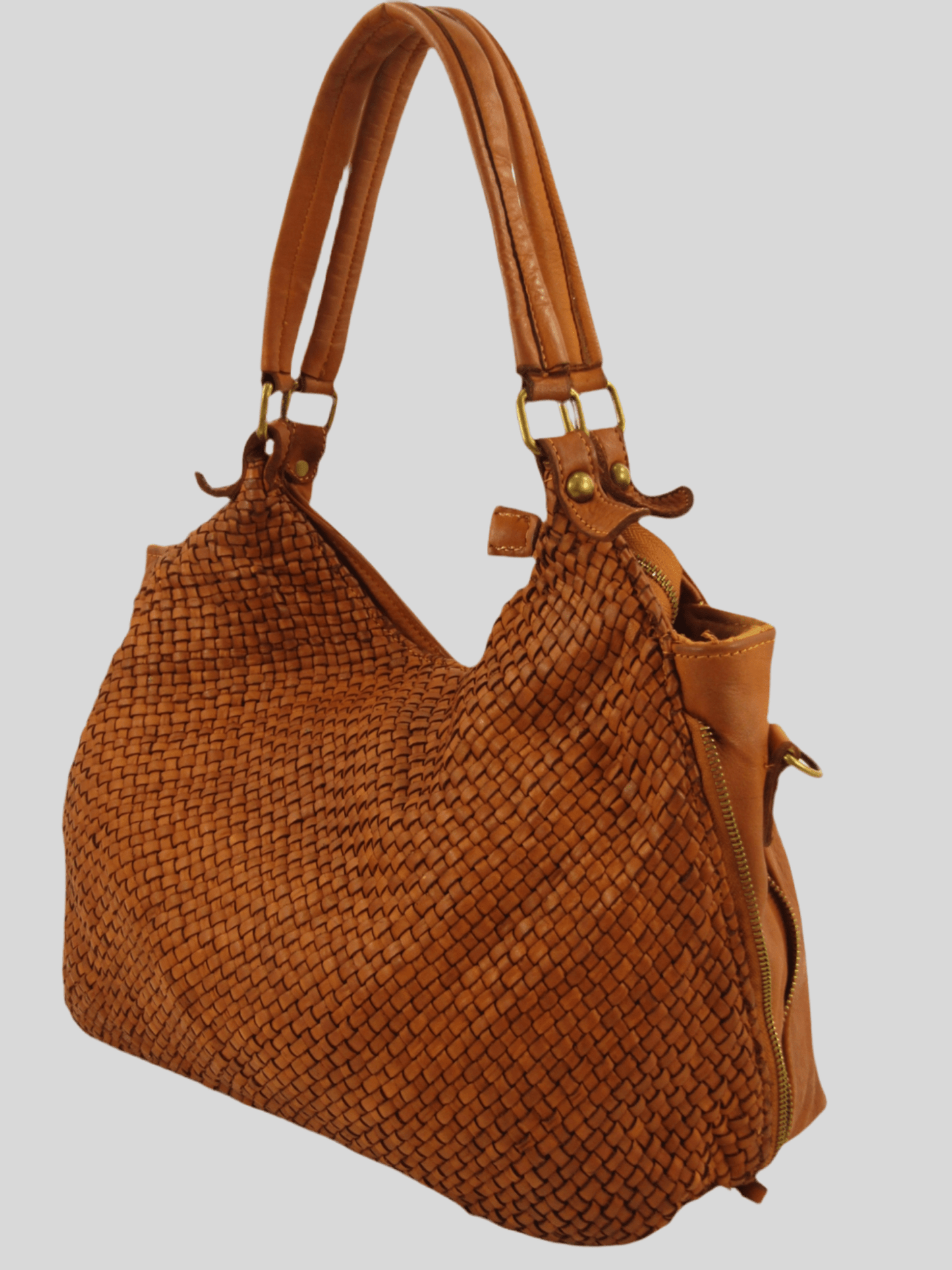 Borsa MH in pelle morbida con frontale intrecciato- Mahzel