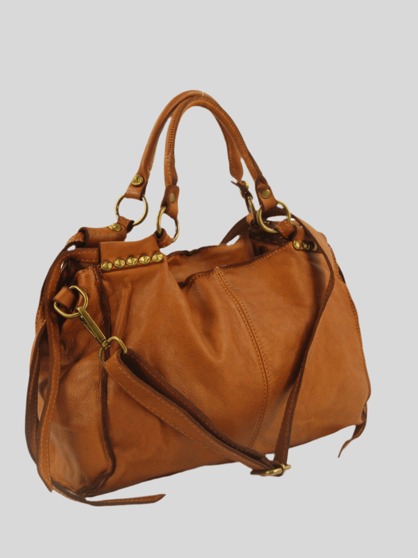 Bauletto in pelle decorato con laccetti e borchie - Mahzel
