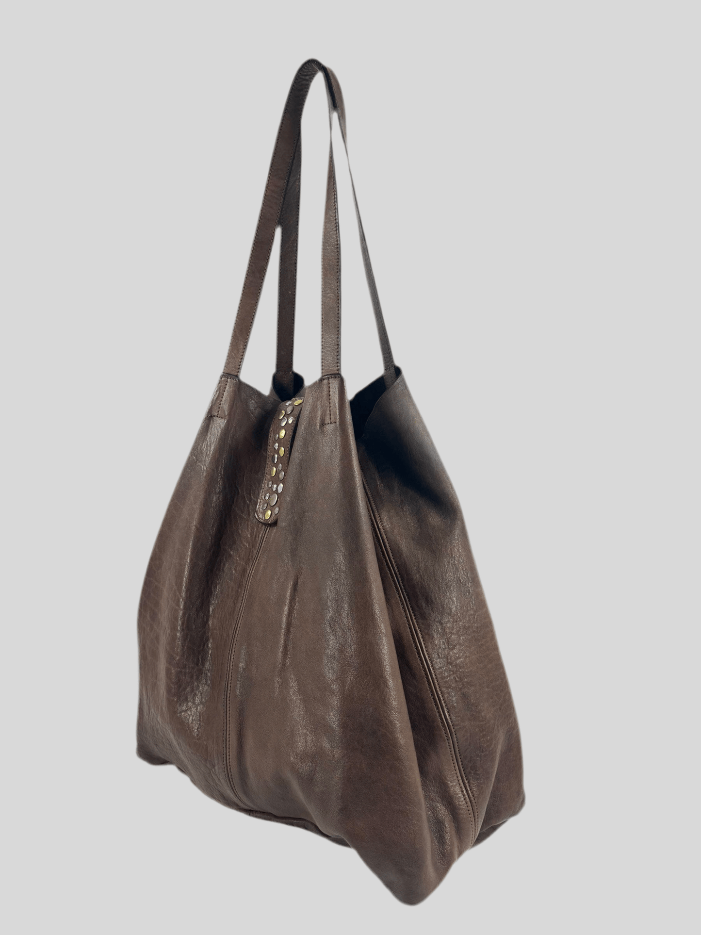 Borsa shopper in pelle morbida tinta in capo effetto vintage - Mahzel