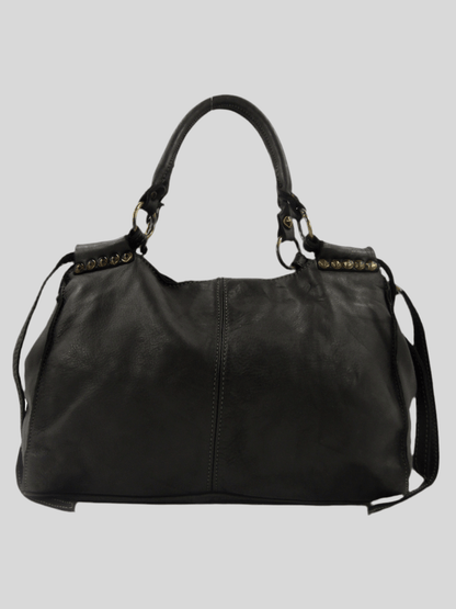 Bauletto in pelle decorato con laccetti e borchie - Mahzel