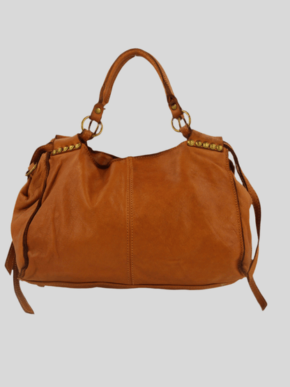Bauletto in pelle decorato con laccetti e borchie - Mahzel
