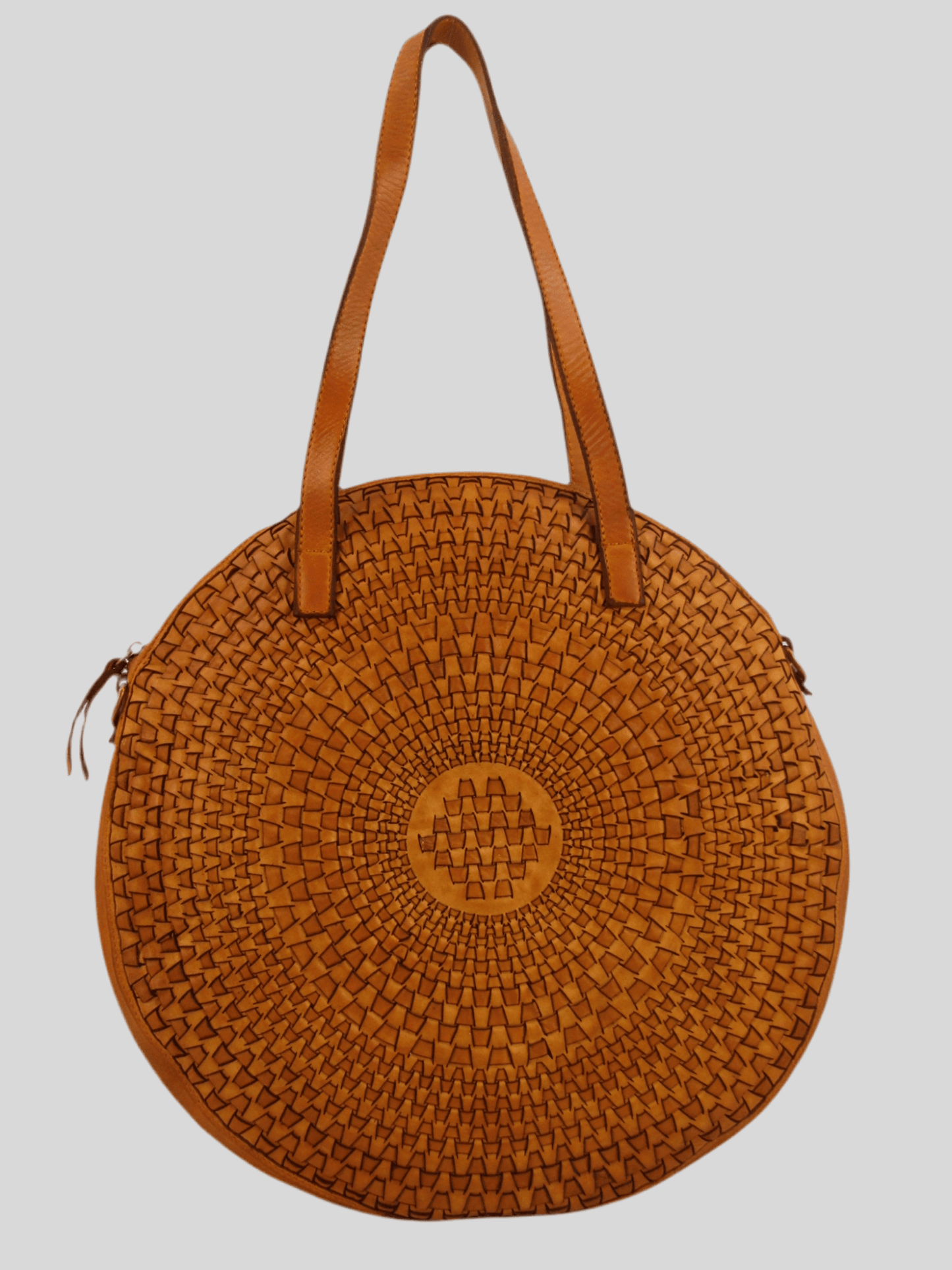 Borsa rotonda in pelle morbida con disegno intrecciato Nausica - Mahzel