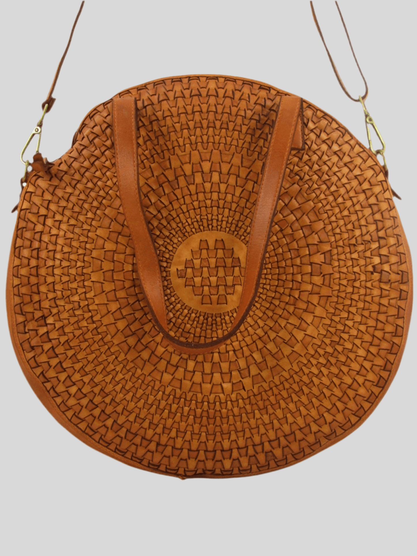 Borsa rotonda in pelle morbida con disegno intrecciato Nausica - Mahzel