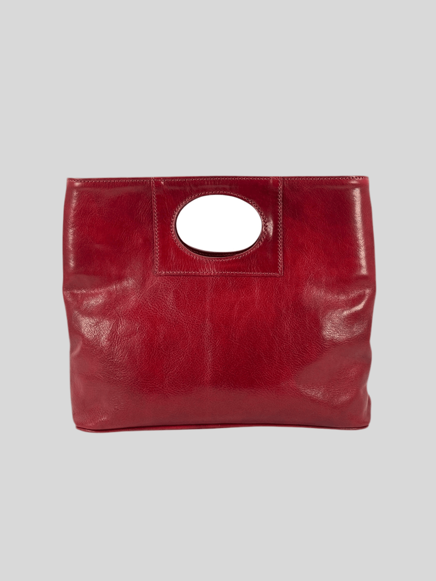 Borsa in Cuoio conciato al vegetale, interno tre scomparti, dalla linea classica - Mahzel