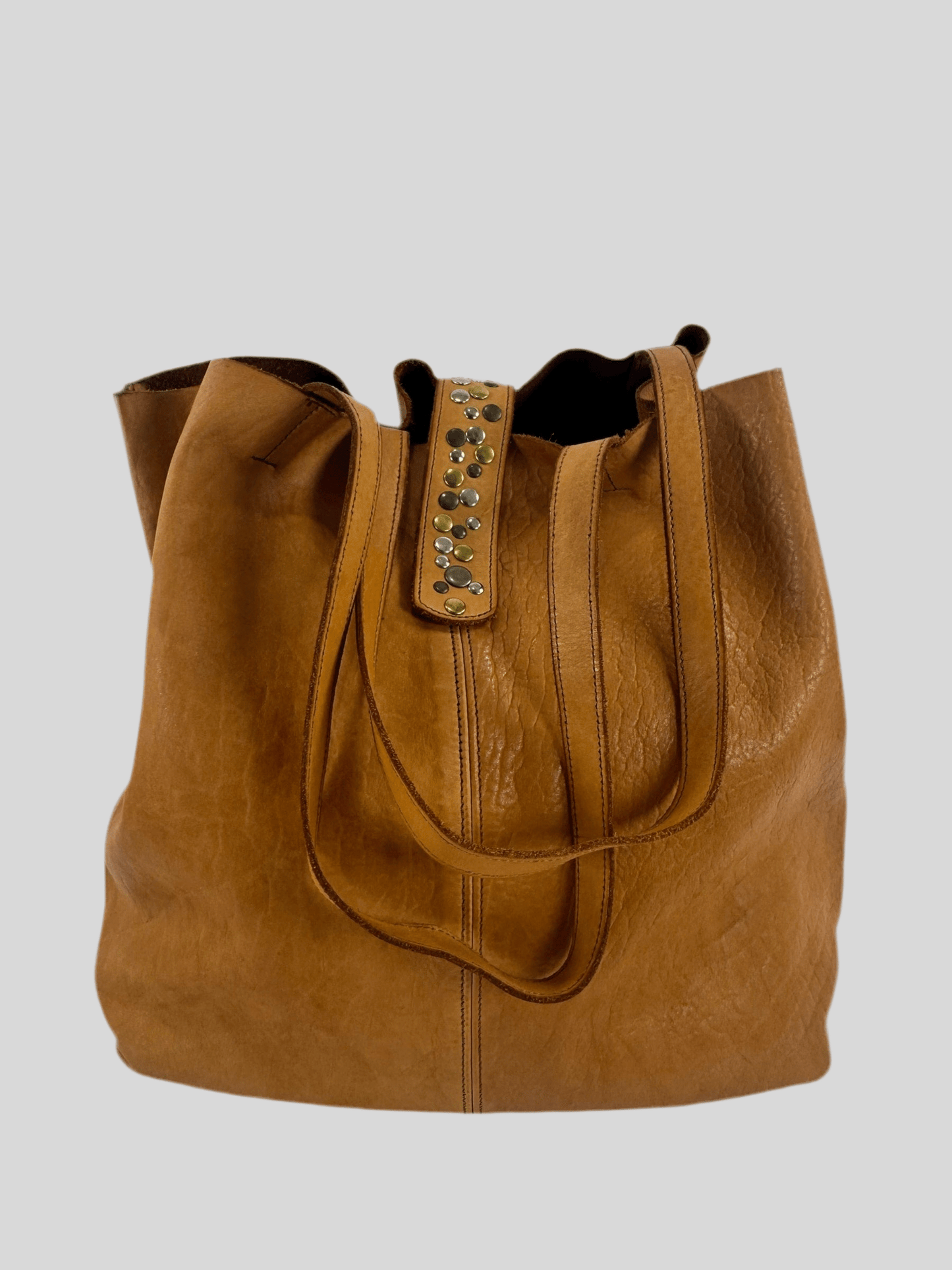 Borsa shopper in pelle morbida tinta in capo effetto vintage - Mahzel