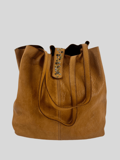 Borsa shopper in pelle morbida tinta in capo effetto vintage - Mahzel