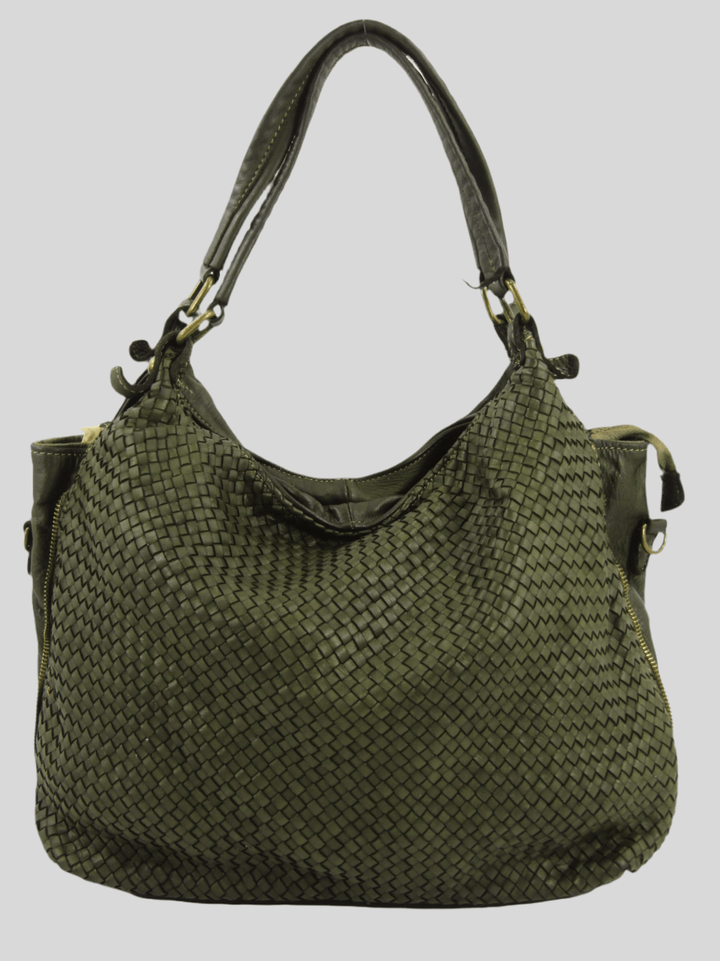 Borsa MH in pelle morbida con frontale intrecciato- Mahzel