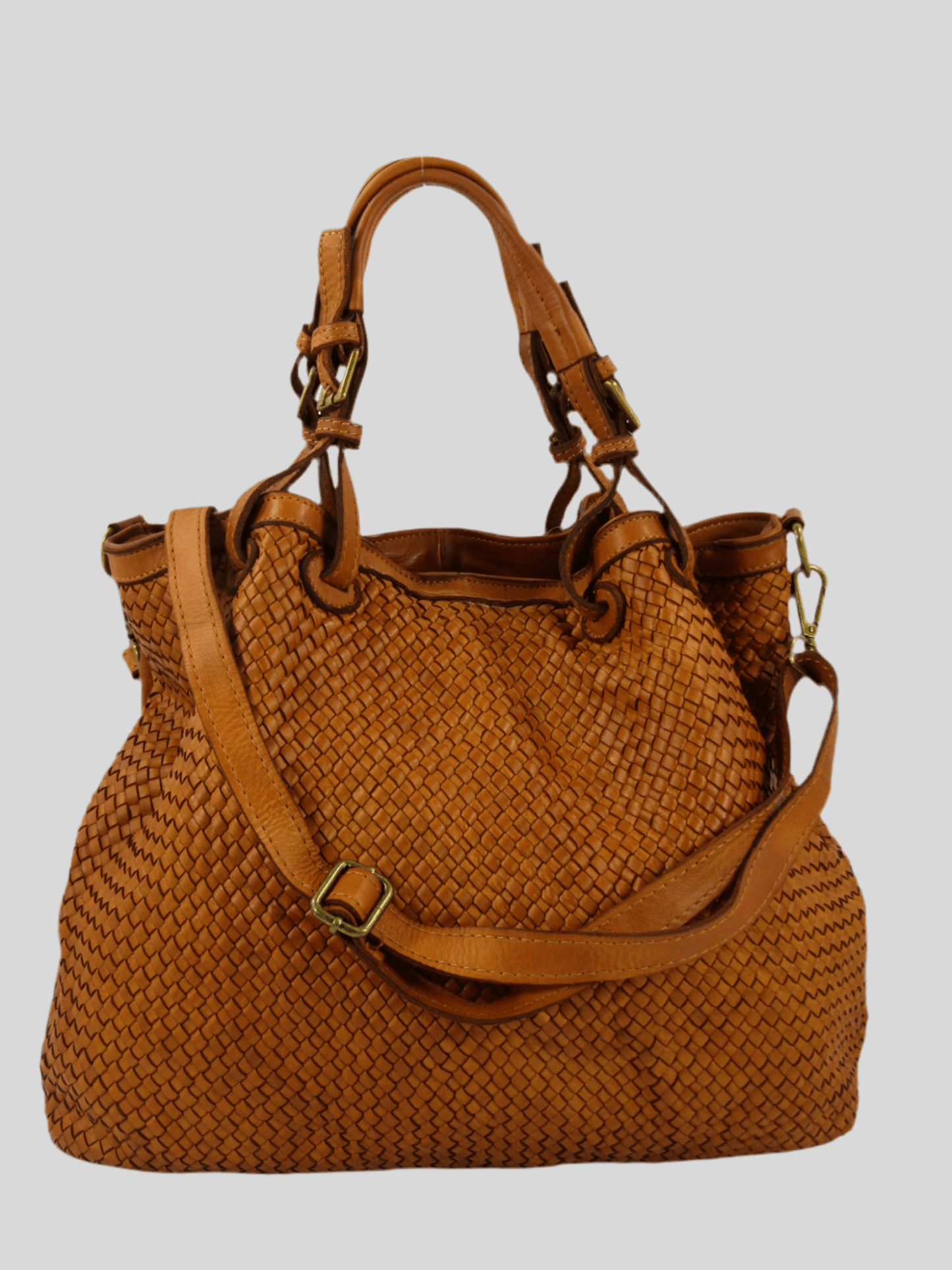 Borsa a cestino con frontale intrecciato