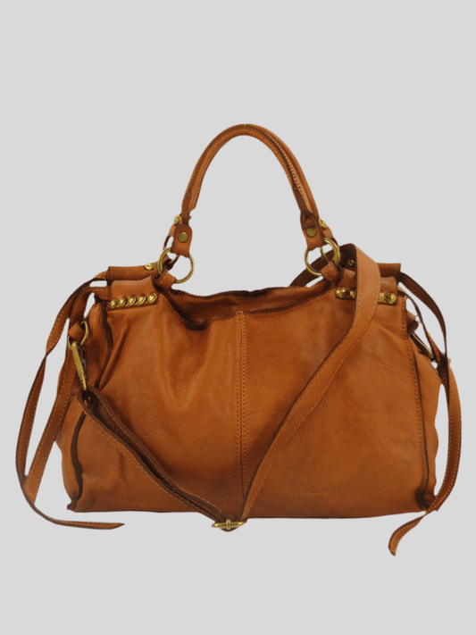 Bauletto in pelle decorato con laccetti e borchie - Mahzel