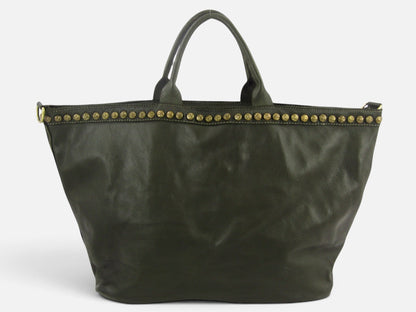 Bauletto grande in pelle morbida Penelope decorato con borchie - Mahzel