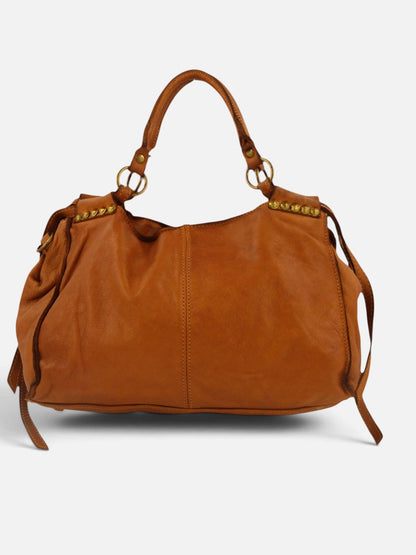 borsa pelle made in italy vista frontale colore marrone