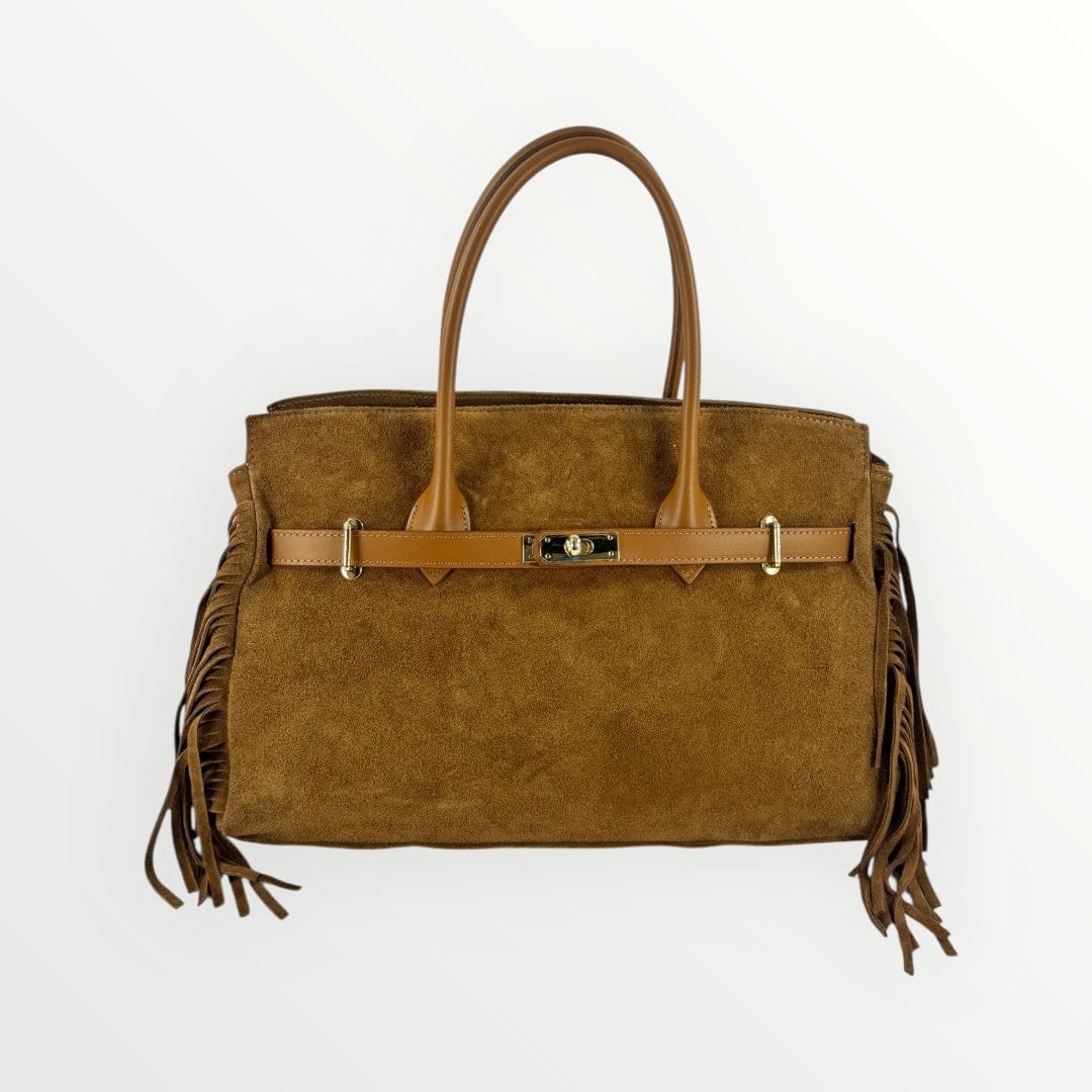 Borsa in camoscio con frange