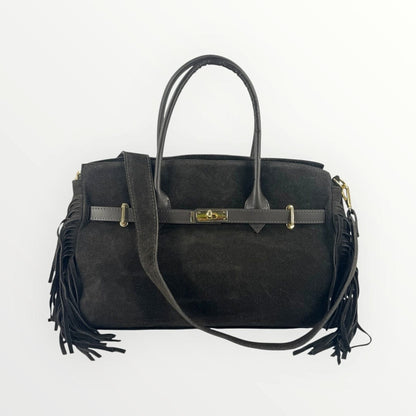 Borsa in camoscio con frange