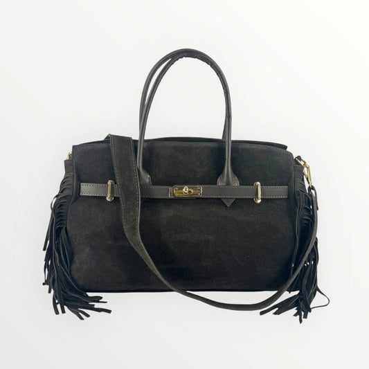 Borsa in camoscio con frange