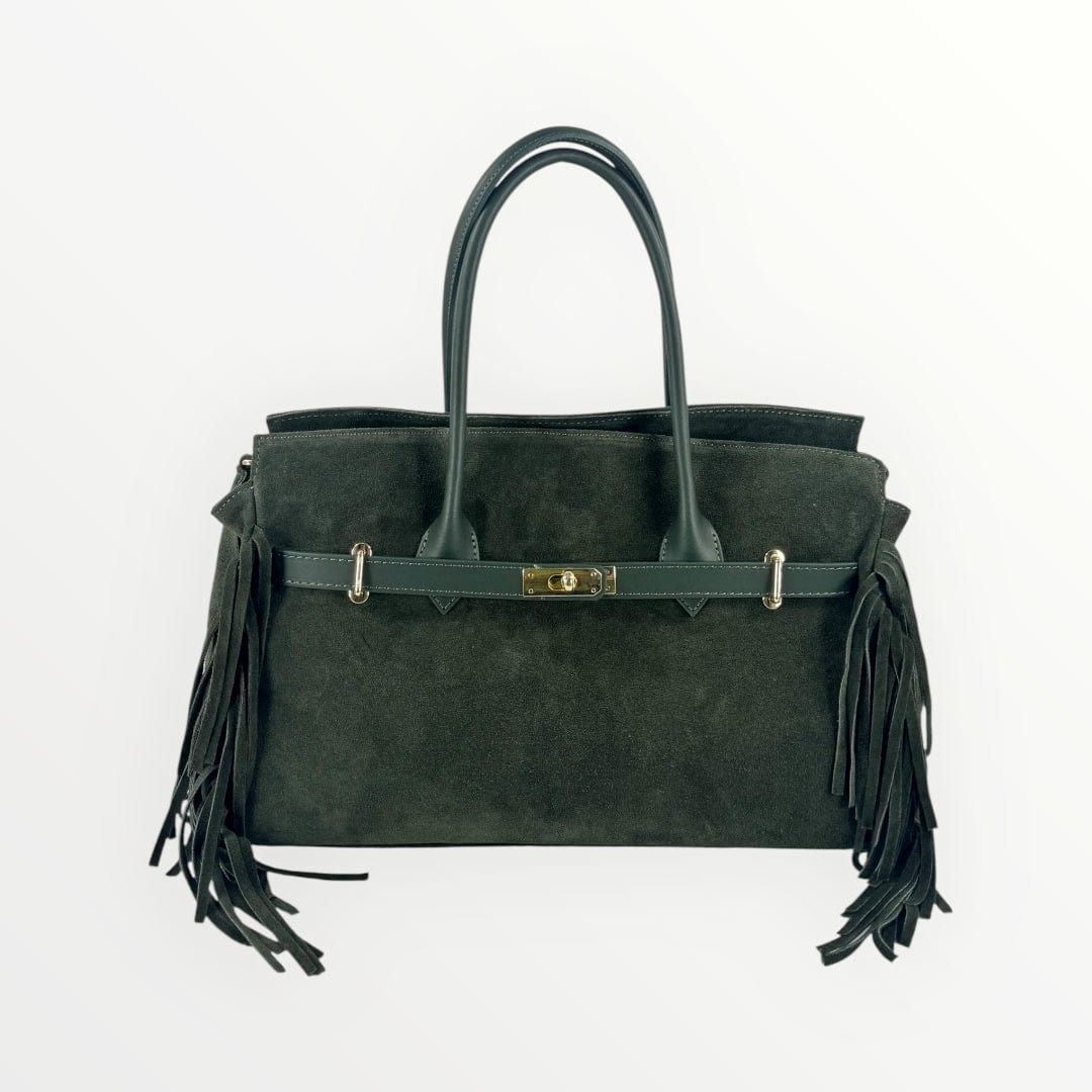 Borsa in camoscio con frange