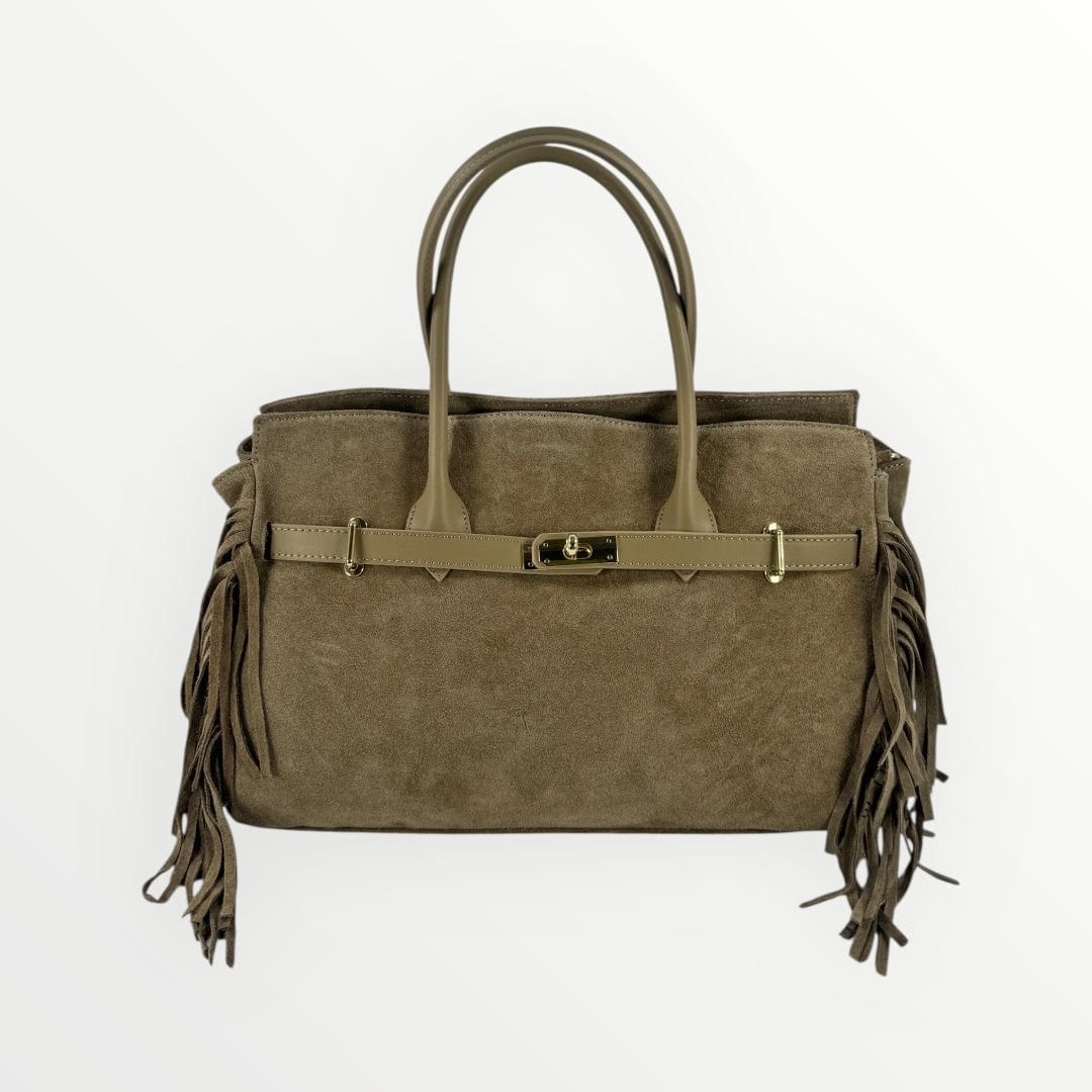 Borsa in camoscio con frange