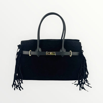 Borsa in camoscio con frange