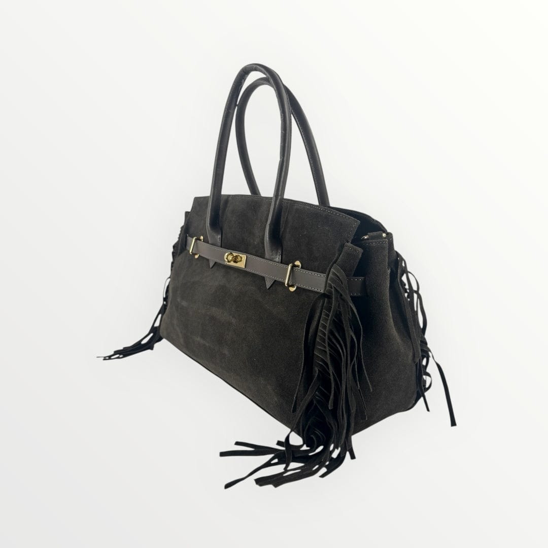 Borsa in camoscio con frange
