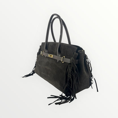Borsa in camoscio con frange