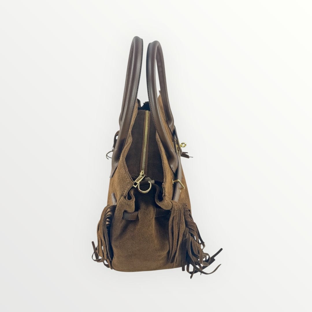Borsa in camoscio con frange