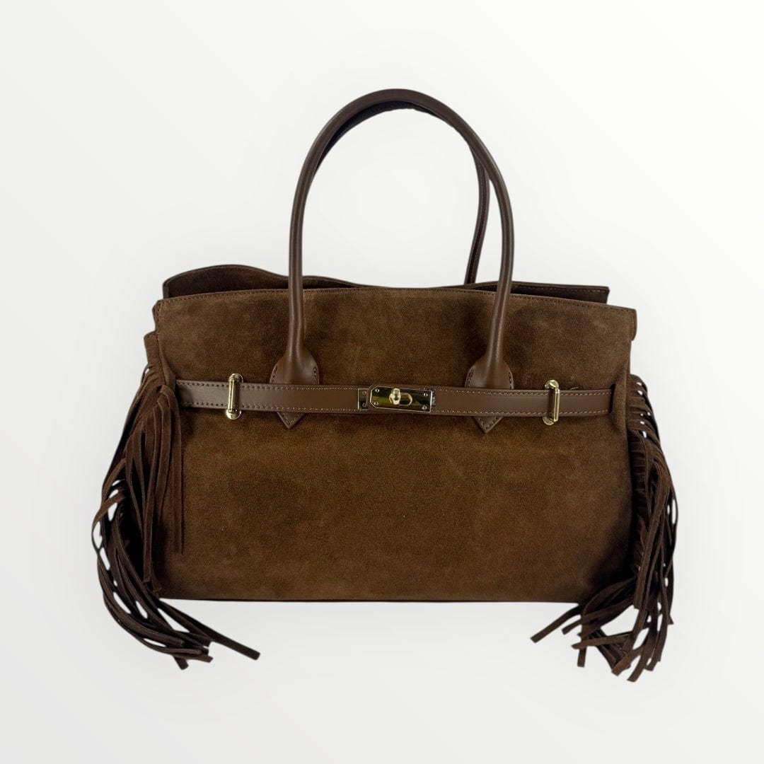 Borsa in camoscio con frange