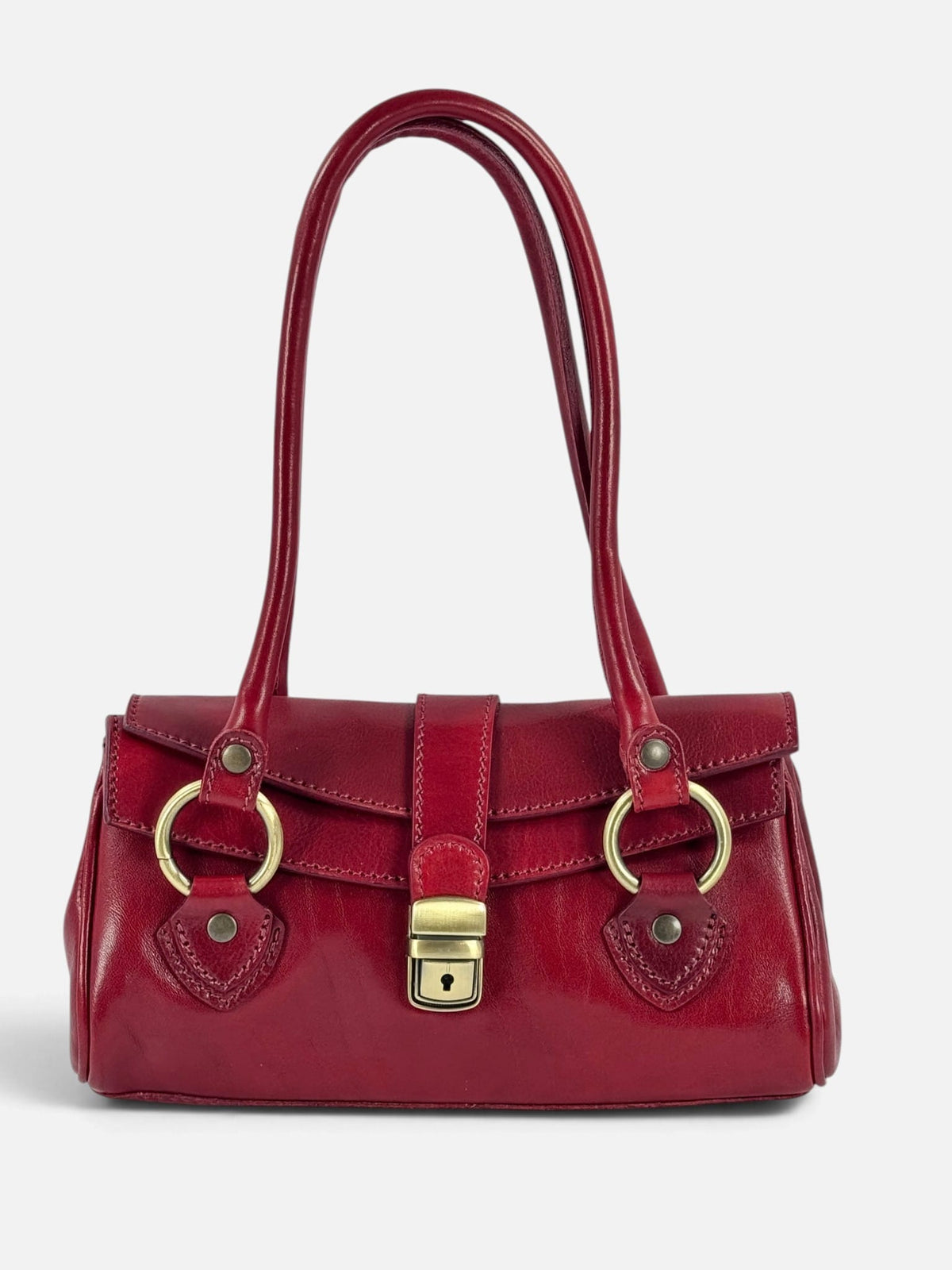 Borsa baguette MH in cuoio tamponato a mano