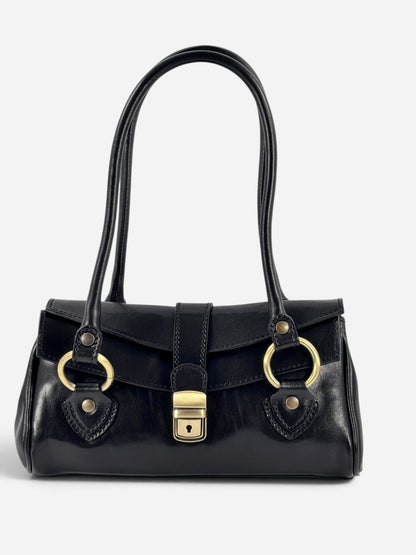 Borsa baguette MH in cuoio tamponato a mano