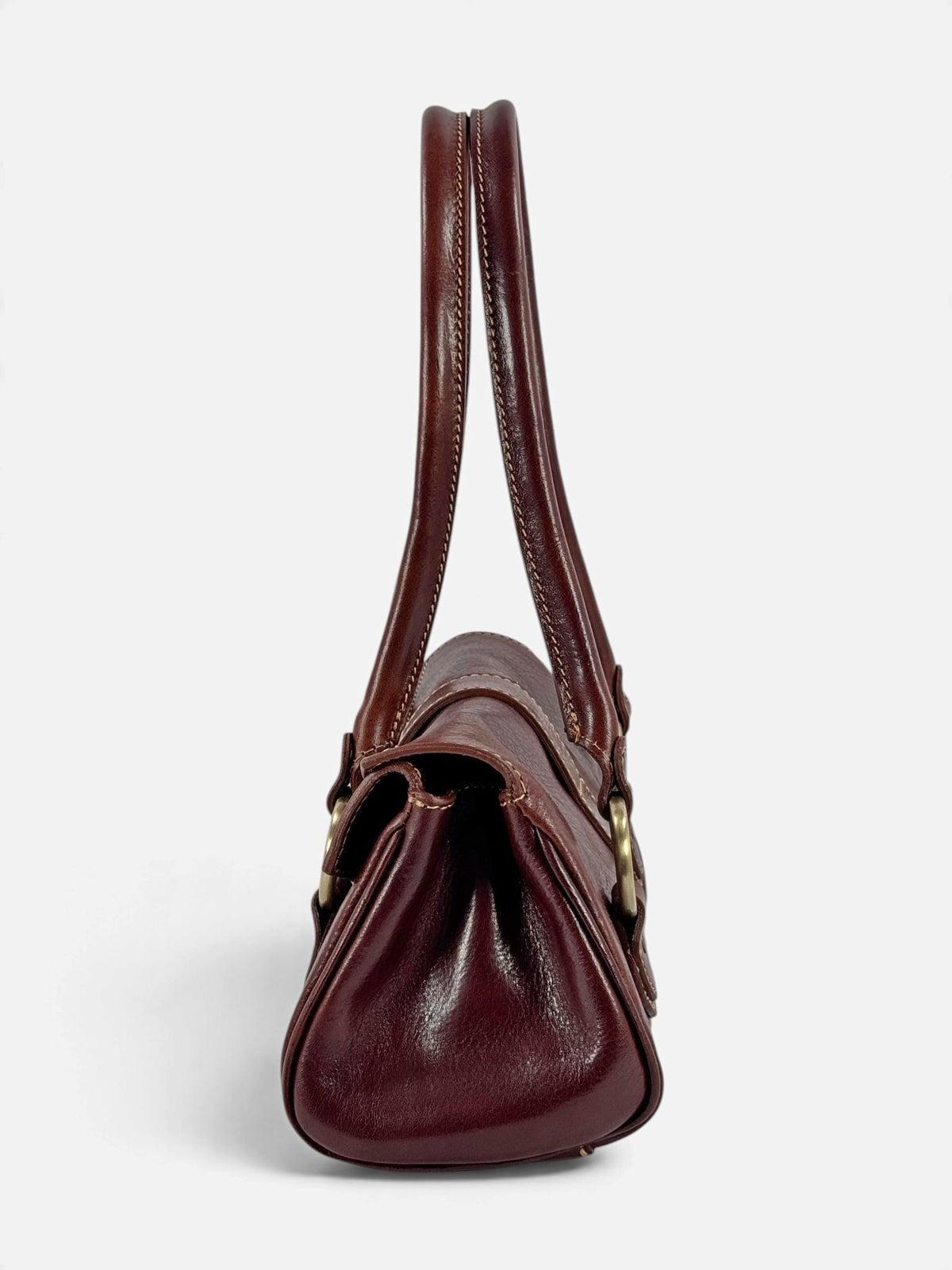 Borsa baguette MH in cuoio tamponato a mano