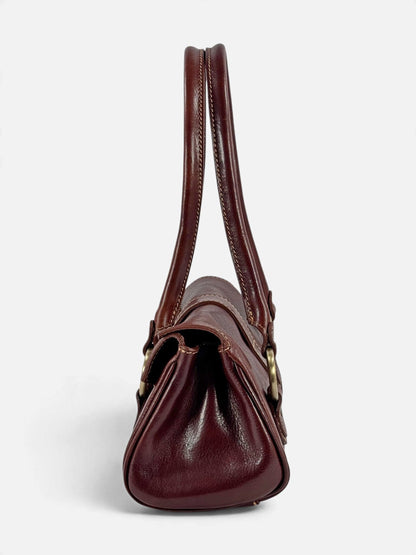 Borsa baguette MH in cuoio tamponato a mano