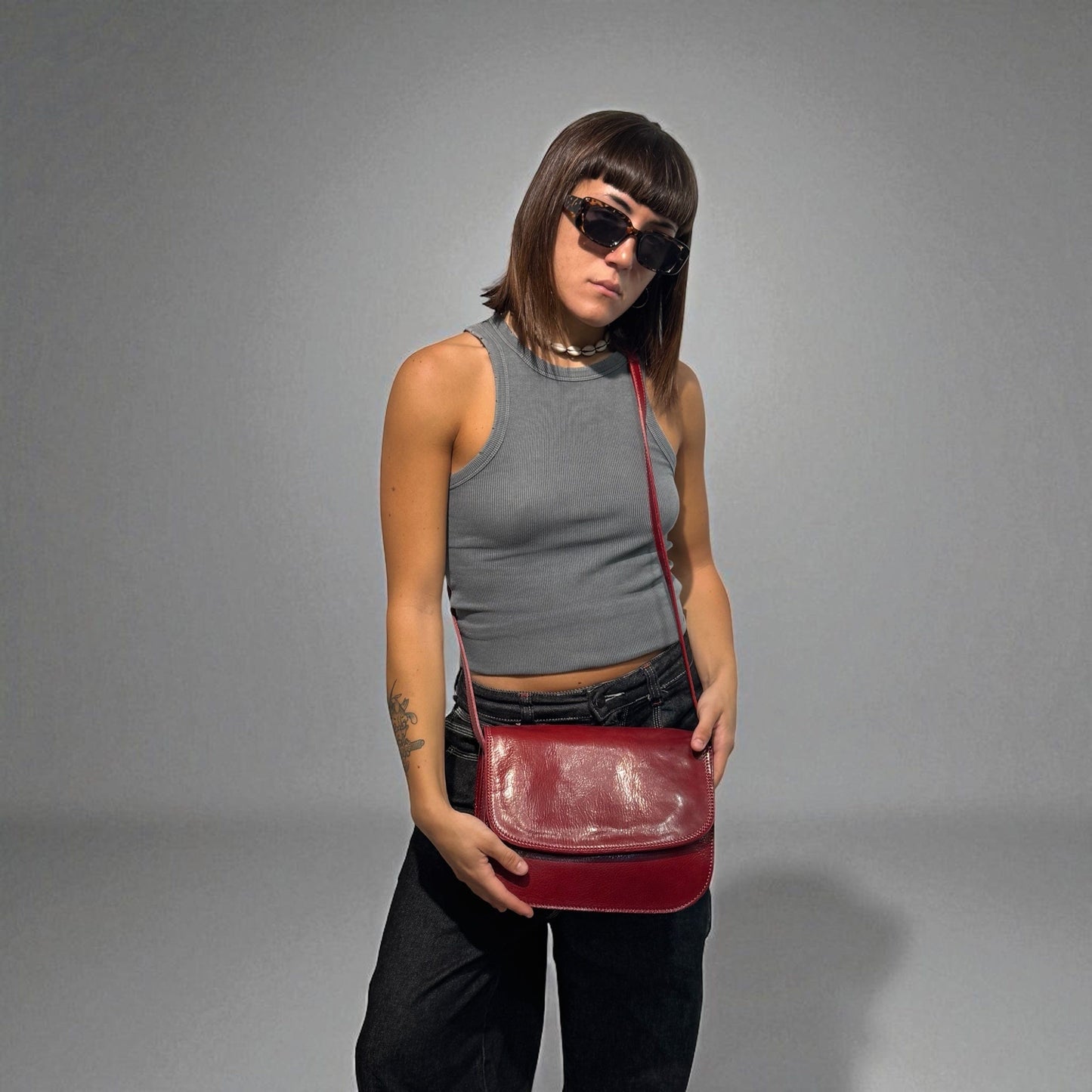 Messenger bag in cuoio conciato al vegetale - Mahzel