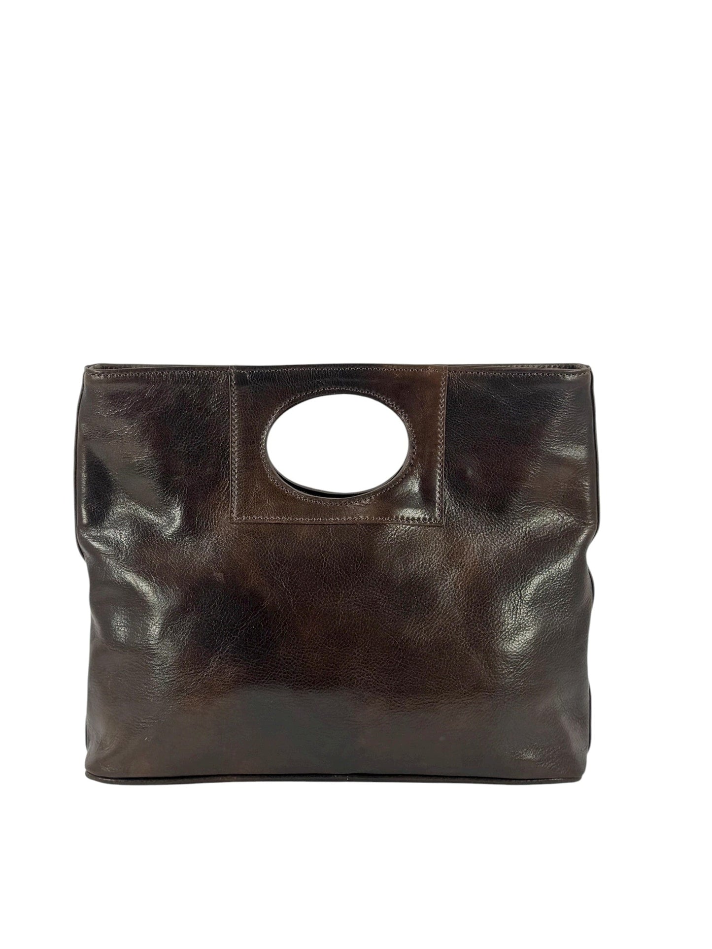 Borsa in Cuoio conciato al vegetale, interno tre scomparti, dalla linea classica - Mahzel