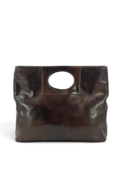 Borsa in Cuoio conciato al vegetale, interno tre scomparti, dalla linea classica - Mahzel