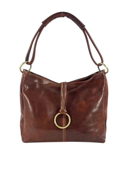 Borsa  a mano e spalla in cuoio con anello sul davanti - Mahzel